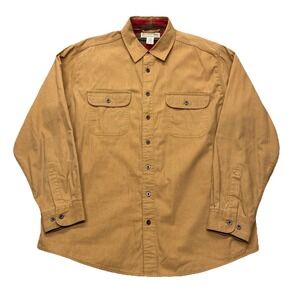 LL Bean Mens Plaid Flannel Lined Shirt Jacket Shacket Brown Outdoor Size XL READ